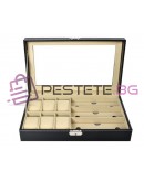 Органайзер за часовници и очила черен